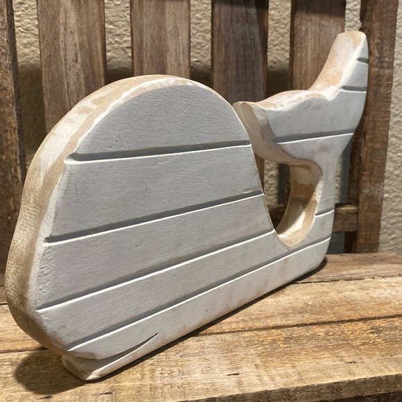 Whitewashed Whale Wood Decor, White Whale Decor, Whale Sign, Ocean Life Decor - Picture 9 of 11